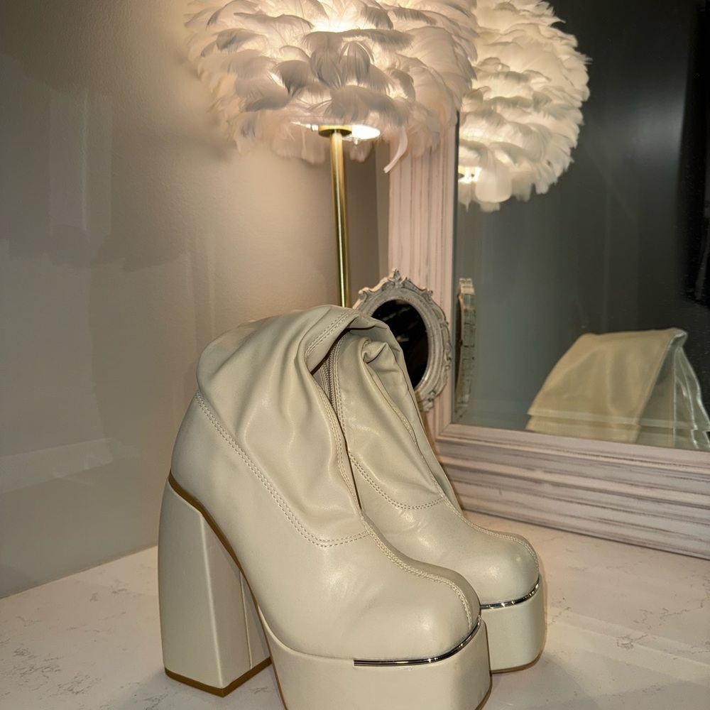 Cream Platform Boots